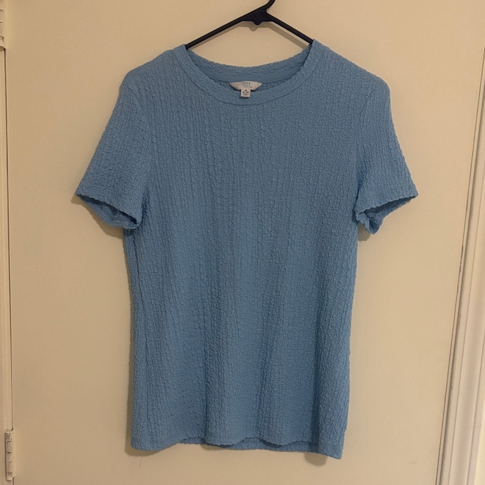 Light Blue Textured Short Sleeve Top